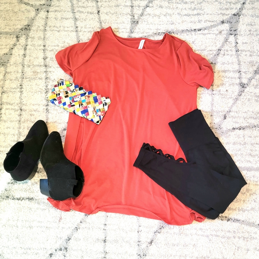 Plus Size Orange Tunic with Side Pockets